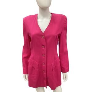 Vintage Tina Hagen Blazer Women’s SZ S 1980’ Linen Blend Gorgeous Hot Pink Color